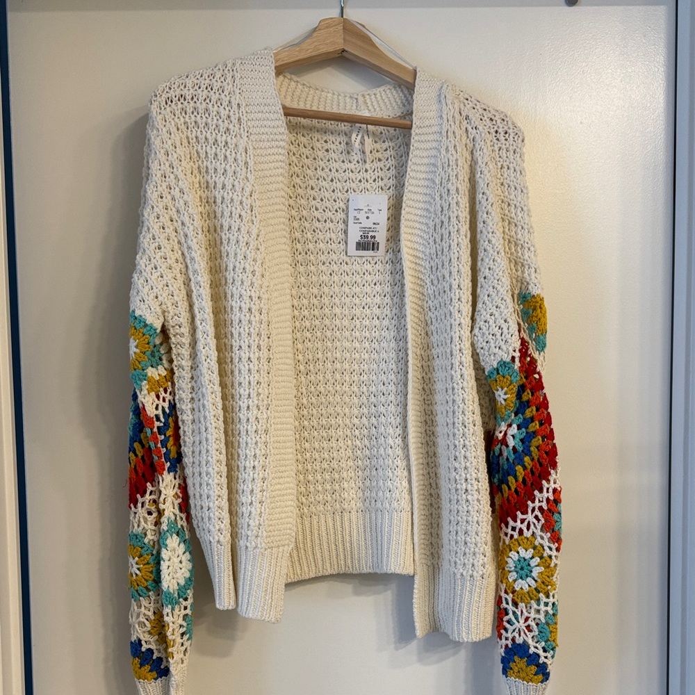 Colorful Crochet Sleeve Women's Sweater